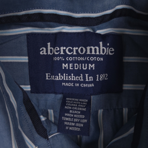 Abercrombie Striped‎ Button Down Shirt Blue Boys Size Medium - Picture 4 of 8